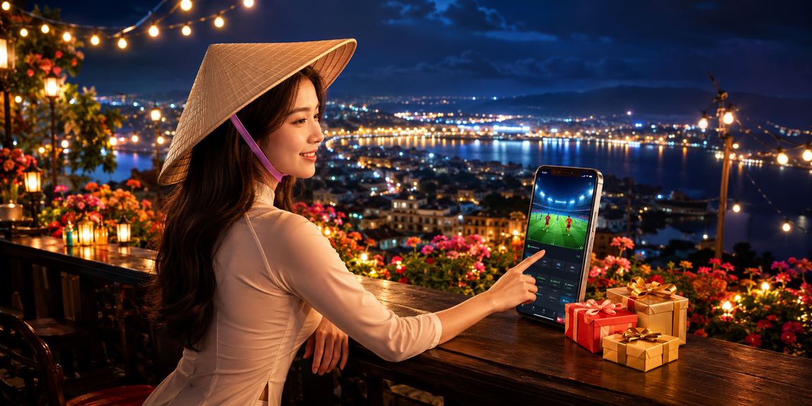 Người dùng Đà Lạt xem phân tích kèo trên điện thoại di động trong không gian thư giãn
