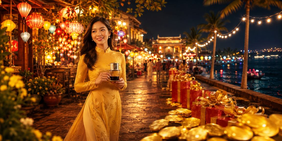 Người dùng Huế theo dõi kết quả xổ số trực tuyến trên điện thoại tại quán cà phê buổi sáng